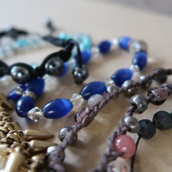 22 Pc Boho Beaded Bracelet Bundle Lot Gemstone Crystal Stack Boho Hippie Craft - Picture 8 of 13